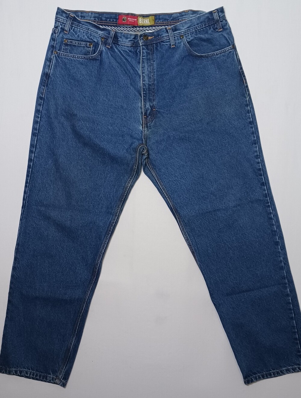 Berne Heritage Mens Relaxed Straight Fit Jeans 42X32 Stone Wash Denim